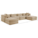  Meridian Stellar 152" Beige Chenille Fabric Upholstered 6 pc Modular Sectional IMAGE 8