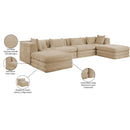  Meridian Stellar 152" Beige Chenille Fabric Upholstered 6 pc Modular Sectional IMAGE 9