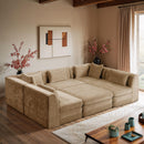  Meridian Stellar 114" Beige Chenille Fabric Upholstered 6 pc Modular Sectional IMAGE 2