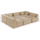  Meridian Stellar 114" Beige Chenille Fabric Upholstered 6 pc Modular Sectional IMAGE 8