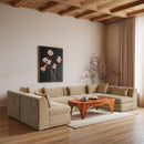  Meridian Stellar 152" Beige Chenille Fabric Upholstered 6 pc Modular Sectional IMAGE 2