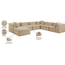  Meridian Stellar 152" Beige Chenille Fabric Upholstered 7 pc Modular Sectional IMAGE 9