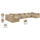  Meridian Stellar 190" Beige Chenille Fabric Upholstered 7 pc Modular Sectional IMAGE 9
