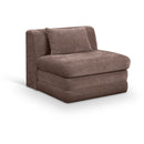  Meridian Stellar Brown Chenille Fabric Upholstered Modular Armless Chair IMAGE 1