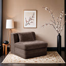  Meridian Stellar Brown Chenille Fabric Upholstered Modular Armless Chair IMAGE 2
