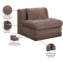  Meridian Stellar Brown Chenille Fabric Upholstered Modular Armless Chair IMAGE 9