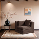  Meridian Stellar Brown Chenille Fabric Upholstered Modular Corner Chair IMAGE 2