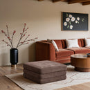  Meridian Stellar Brown Chenille Fabric Upholstered Modular Ottoman IMAGE 2