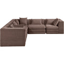  Meridian Stellar 114" Brown Chenille Fabric Upholstered 5 pc Modular Sectional IMAGE 4