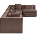  Meridian Stellar 152" Brown Chenille Fabric Upholstered 5 pc Modular Sectional IMAGE 4