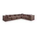  Meridian Stellar 152" Brown Chenille Fabric Upholstered 6 pc Modular Sectional IMAGE 1