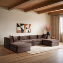  Meridian Stellar 152" Brown Chenille Fabric Upholstered 6 pc Modular Sectional IMAGE 2