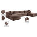  Meridian Stellar 152" Brown Chenille Fabric Upholstered 6 pc Modular Sectional IMAGE 9
