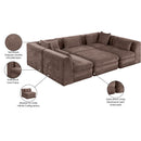  Meridian Stellar 114" Brown Chenille Fabric Upholstered 6 pc Modular Sectional IMAGE 9