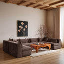  Meridian Stellar 152" Brown Chenille Fabric Upholstered 6 pc Modular Sectional IMAGE 2