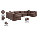  Meridian Stellar 152" Brown Chenille Fabric Upholstered 6 pc Modular Sectional IMAGE 9