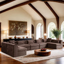  Meridian Stellar 190" Brown Chenille Fabric Upholstered 7 pc Modular Sectional IMAGE 2