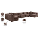  Meridian Stellar 190" Brown Chenille Fabric Upholstered 7 pc Modular Sectional IMAGE 9