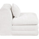  Meridian Stellar Cream Chenille Fabric Upholstered Modular Armless Chair IMAGE 4