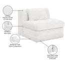  Meridian Stellar Cream Chenille Fabric Upholstered Modular Armless Chair IMAGE 9