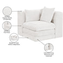  Meridian Stellar Cream Chenille Fabric Upholstered Modular Corner Chair IMAGE 8