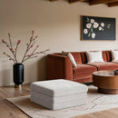  Meridian Stellar Cream Chenille Fabric Upholstered Modular Ottoman IMAGE 2