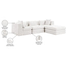  Meridian Stellar 114" Cream Chenille Fabric Upholstered 4 pc Modular Sectional IMAGE 12