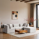  Meridian Stellar 114" Cream Chenille Fabric Upholstered 4 pc Modular Sectional IMAGE 2