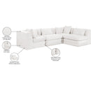  Meridian Stellar 114" Cream Chenille Fabric Upholstered 4 pc Modular Sectional IMAGE 12