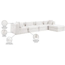  Meridian Stellar 152" Cream Chenille Fabric Upholstered 5 pc Modular Sectional IMAGE 11