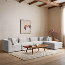  Meridian Stellar 152" Cream Chenille Fabric Upholstered 5 pc Modular Sectional IMAGE 2