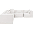  Meridian Stellar 114" Cream Chenille Fabric Upholstered 5 pc Modular Sectional IMAGE 4
