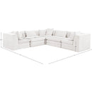  Meridian Stellar 114" Cream Chenille Fabric Upholstered 5 pc Modular Sectional IMAGE 8