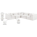  Meridian Stellar 114" Cream Chenille Fabric Upholstered 5 pc Modular Sectional IMAGE 9