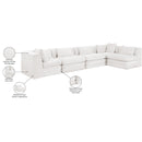  Meridian Stellar 152" Cream Chenille Fabric Upholstered 5 pc Modular Sectional IMAGE 12