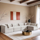  Meridian Stellar 152" Cream Chenille Fabric Upholstered 5 pc Modular Sectional IMAGE 2