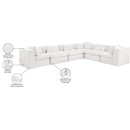  Meridian Stellar 152" Cream Chenille Fabric Upholstered 6 pc Modular Sectional IMAGE 9