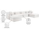  Meridian Stellar 152" Cream Chenille Fabric Upholstered 6 pc Modular Sectional IMAGE 9