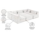  Meridian Stellar 114" Cream Chenille Fabric Upholstered 6 pc Modular Sectional IMAGE 9