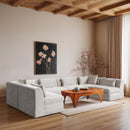  Meridian Stellar 152" Cream Chenille Fabric Upholstered 6 pc Modular Sectional IMAGE 2