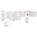  Meridian Stellar 152" Cream Chenille Fabric Upholstered 6 pc Modular Sectional IMAGE 9