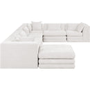  Meridian Stellar 152" Cream Chenille Fabric Upholstered 7 pc Modular Sectional IMAGE 4