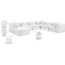  Meridian Stellar 152" Cream Chenille Fabric Upholstered 7 pc Modular Sectional IMAGE 9
