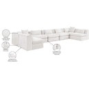 Meridian Stellar 190" Cream Chenille Fabric Upholstered 7 pc Modular Sectional IMAGE 9