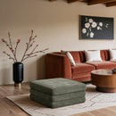  Meridian Stellar Green Chenille Fabric Upholstered Modular Ottoman IMAGE 2