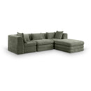  Meridian Stellar 114" Green Chenille Fabric Upholstered 4 pc Modular Sectional IMAGE 1