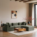  Meridian Stellar 114" Green Chenille Fabric Upholstered 4 pc Modular Sectional IMAGE 2