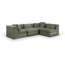  Meridian Stellar 114" Green Chenille Fabric Upholstered 4 pc Modular Sectional IMAGE 1
