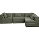  Meridian Stellar 114" Green Chenille Fabric Upholstered 4 pc Modular Sectional IMAGE 3