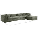  Meridian Stellar 152" Green Chenille Fabric Upholstered 5 pc Modular Sectional IMAGE 10